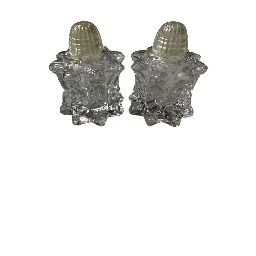 Vintage Crystal Glass Style Salt & Pepper Shakers Set